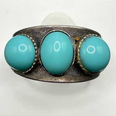 Size 5.75 Faux Turquoise 925 sterling silver ring - image 1