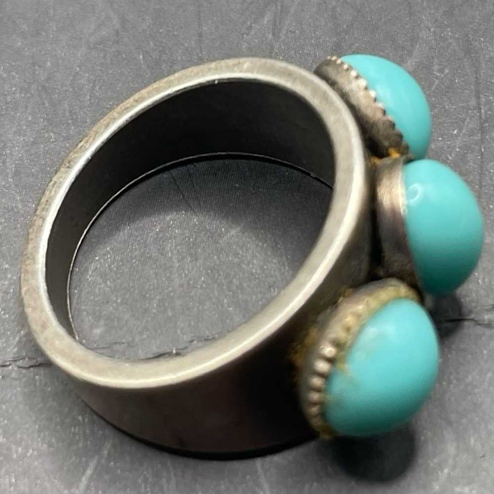 Size 5.75 Faux Turquoise 925 sterling silver ring - image 4