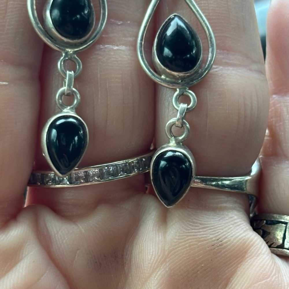 sterling silver Onyx dangle earrings - image 1