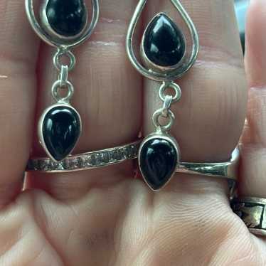 sterling silver Onyx dangle earrings