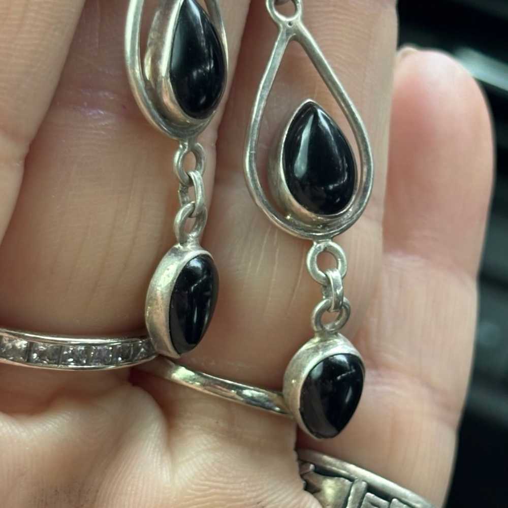 sterling silver Onyx dangle earrings - image 2