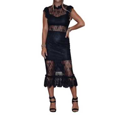 Black Saige Sheer Lace Midi Dress from VICI x Gina