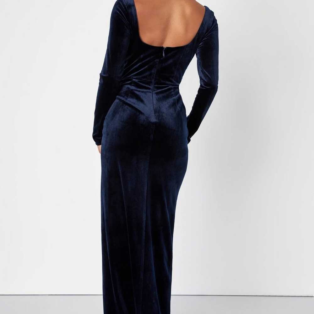 Lulu's Navy Blue Velvet Gown Sweetheart Neckline … - image 2