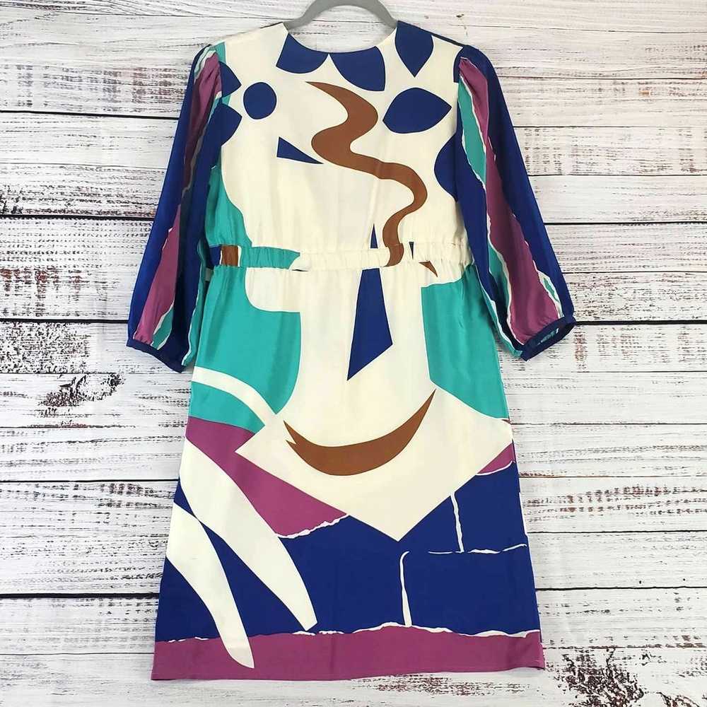 Yumi Kim Multicolor Abstract 100% Silk Dress 3/4 … - image 2