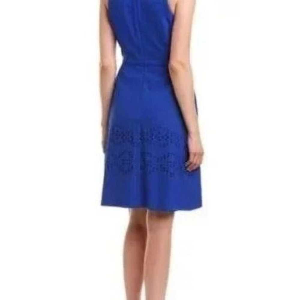 Tahari Blue Laser Cut Eyelet Dress Size 6 - image 3