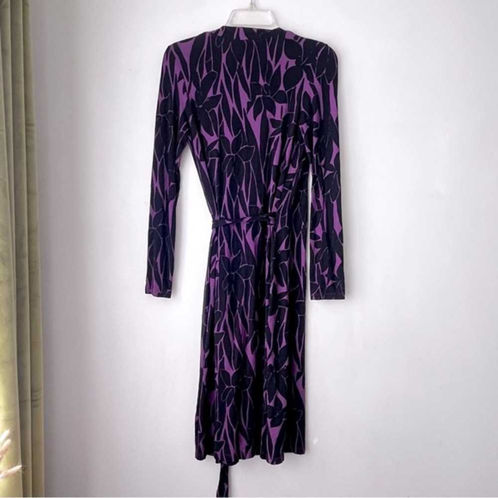 Boden Purple Black Bamboo Floral Long Sleeve Wrap… - image 5