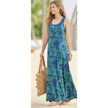 Soft Surroundings Valencia Maxi Dress Size M Blue… - image 1