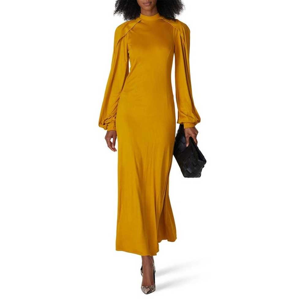 Pyer Moss Dress Womens Medium Yellow Wrap Sleeve … - image 1