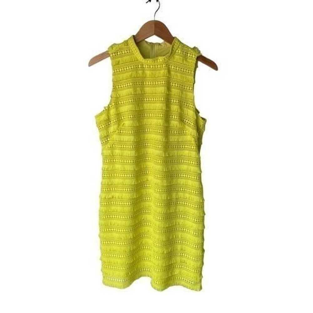 J. Crew Neon Yellow Lace Fringe Shift Dress - image 4