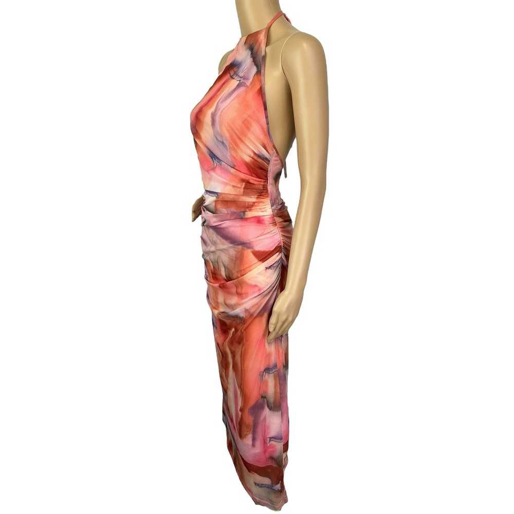 Zara Tulle Halter Pink Tie Dye Midi Dress Size M … - image 8