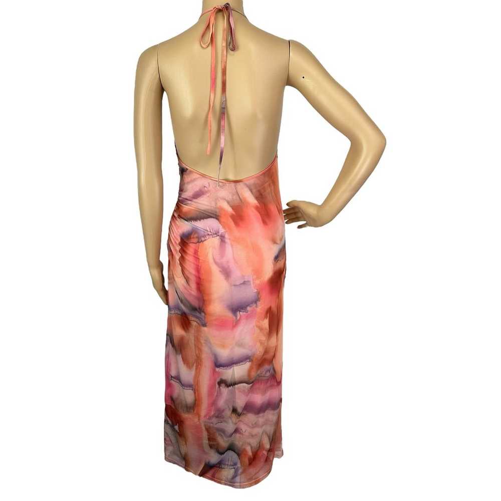 Zara Tulle Halter Pink Tie Dye Midi Dress Size M … - image 9