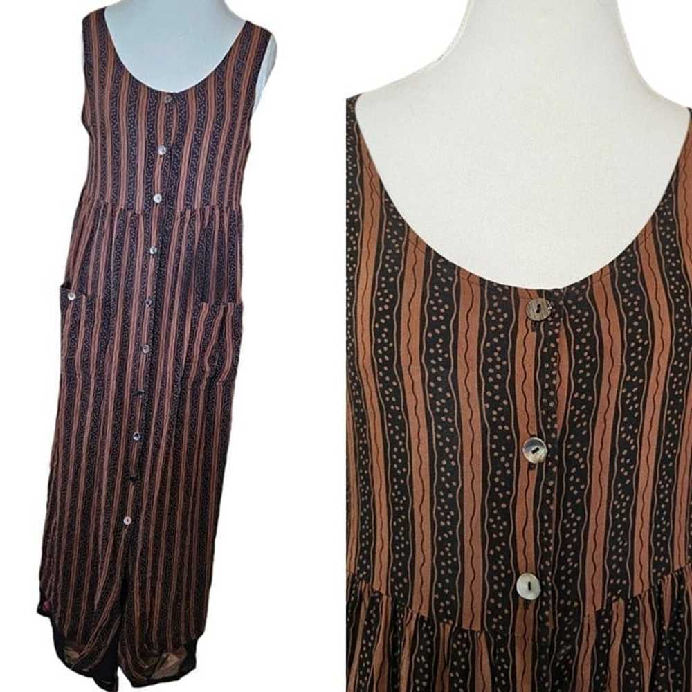 Vintage Womens Medium Silk Sleeveless Maxi Dress … - image 1