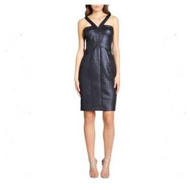 David Meister Blue + Black Metallic Cocktail Dress