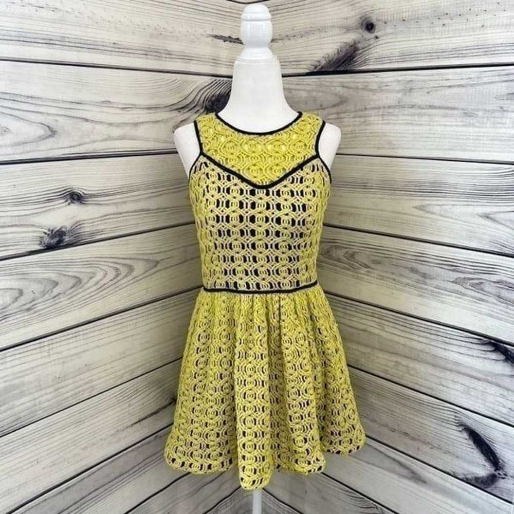 Hunter Bell Yellow & Black Crochet Skater Dress - image 1