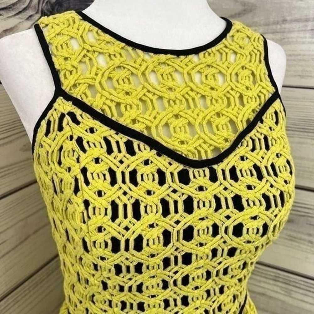 Hunter Bell Yellow & Black Crochet Skater Dress - image 2