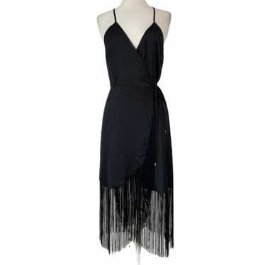 LOVERS + FRIENDS Dress Size Small Fringe Wrap Bla… - image 1