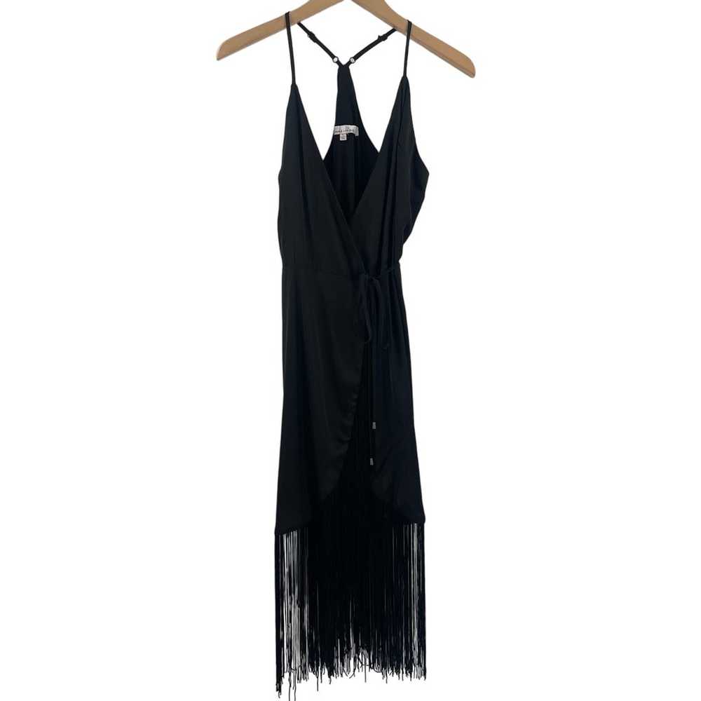 LOVERS + FRIENDS Dress Size Small Fringe Wrap Bla… - image 3