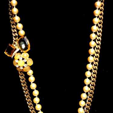 Vintage Necklace - Faux Pearl Side Piece Necklace - image 1