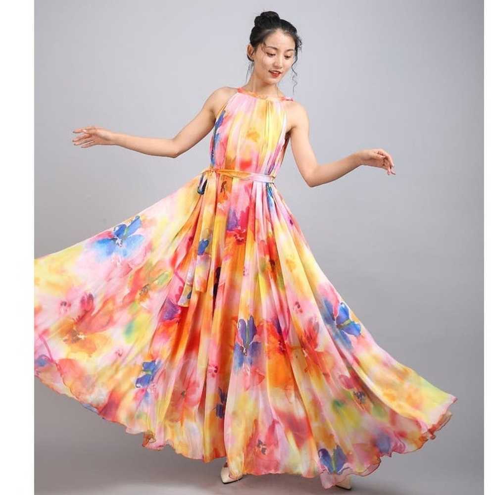 Floral Medeshe Chiffon Flowy sleevless maxi summe… - image 1