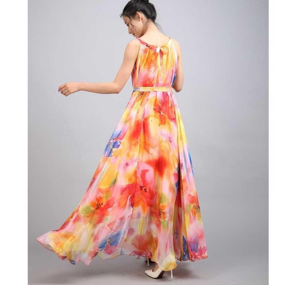 Floral Medeshe Chiffon Flowy sleevless maxi summe… - image 2