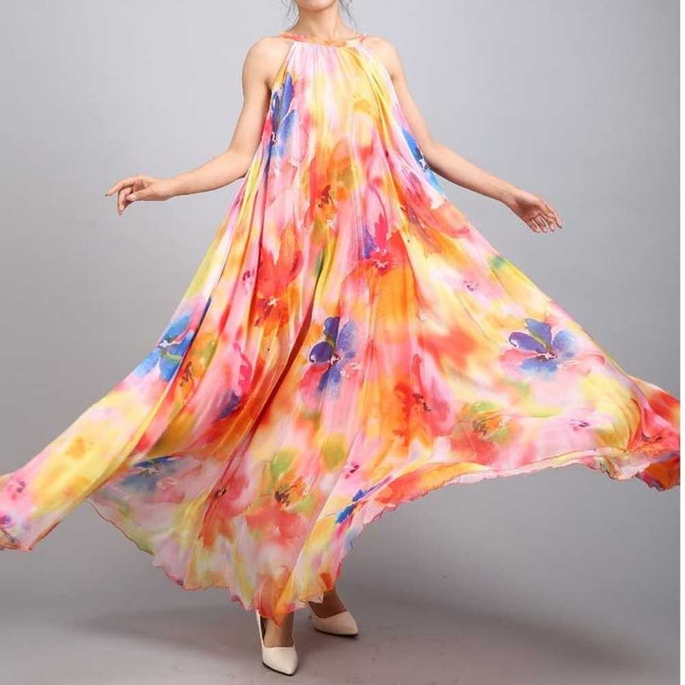 Floral Medeshe Chiffon Flowy sleevless maxi summe… - image 3