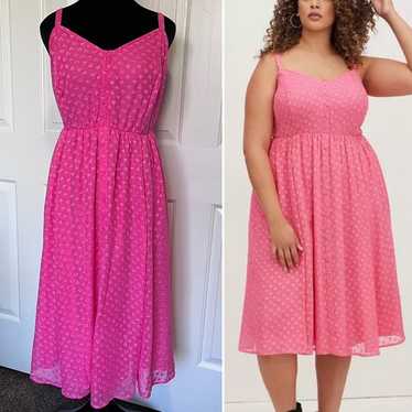 Torrid Pink Hearts Chiffon Dress Women's 1X Midi B