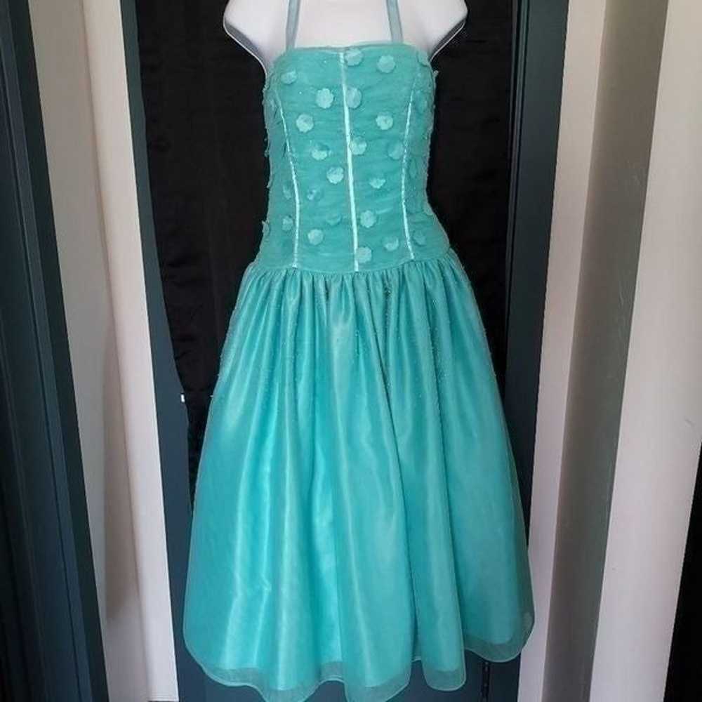 Morgan and Company Teal Strapless Prom Dress - image 1