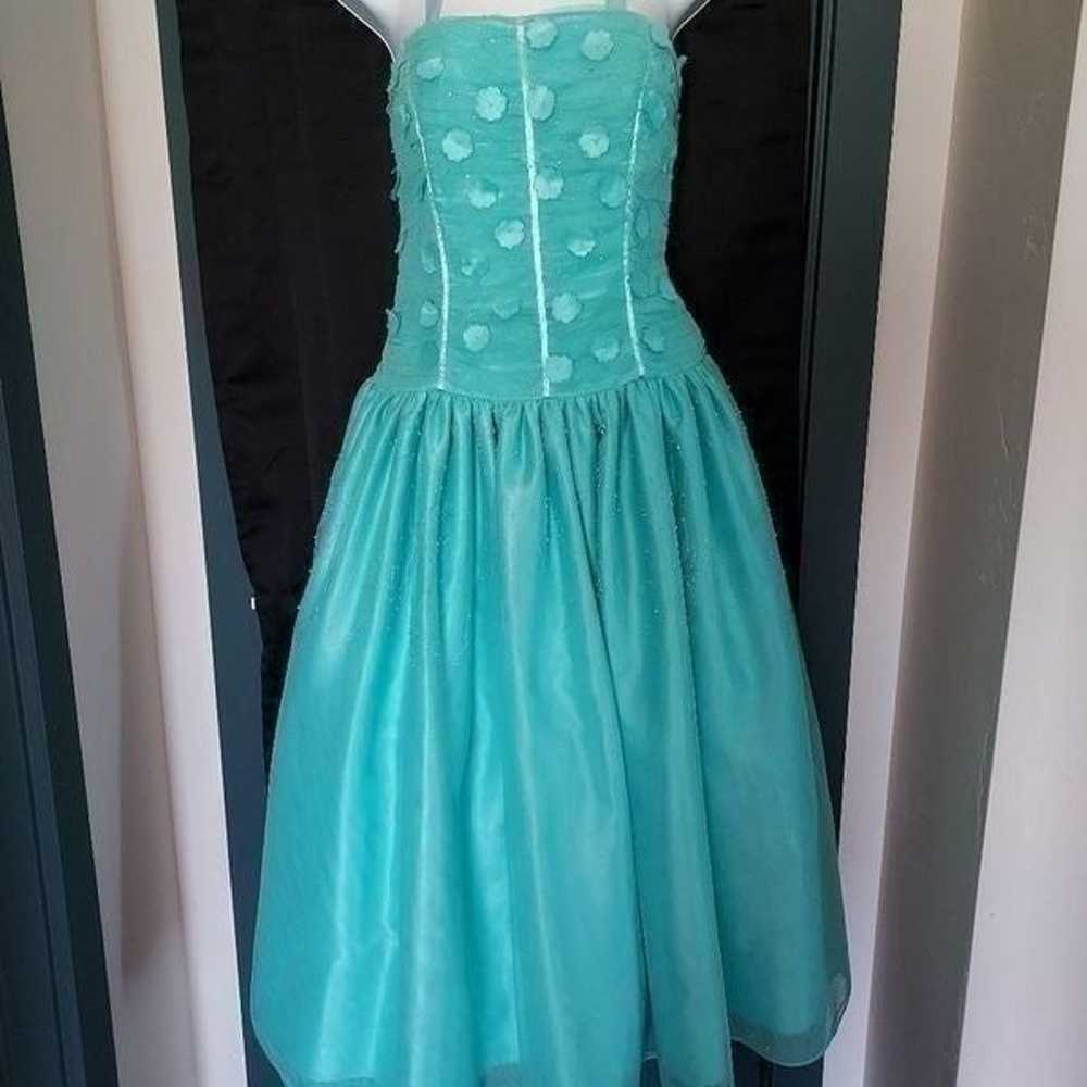 Morgan and Company Teal Strapless Prom Dress - image 2