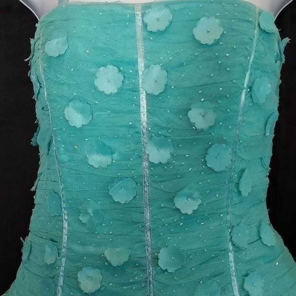 Morgan and Company Teal Strapless Prom Dress - image 3