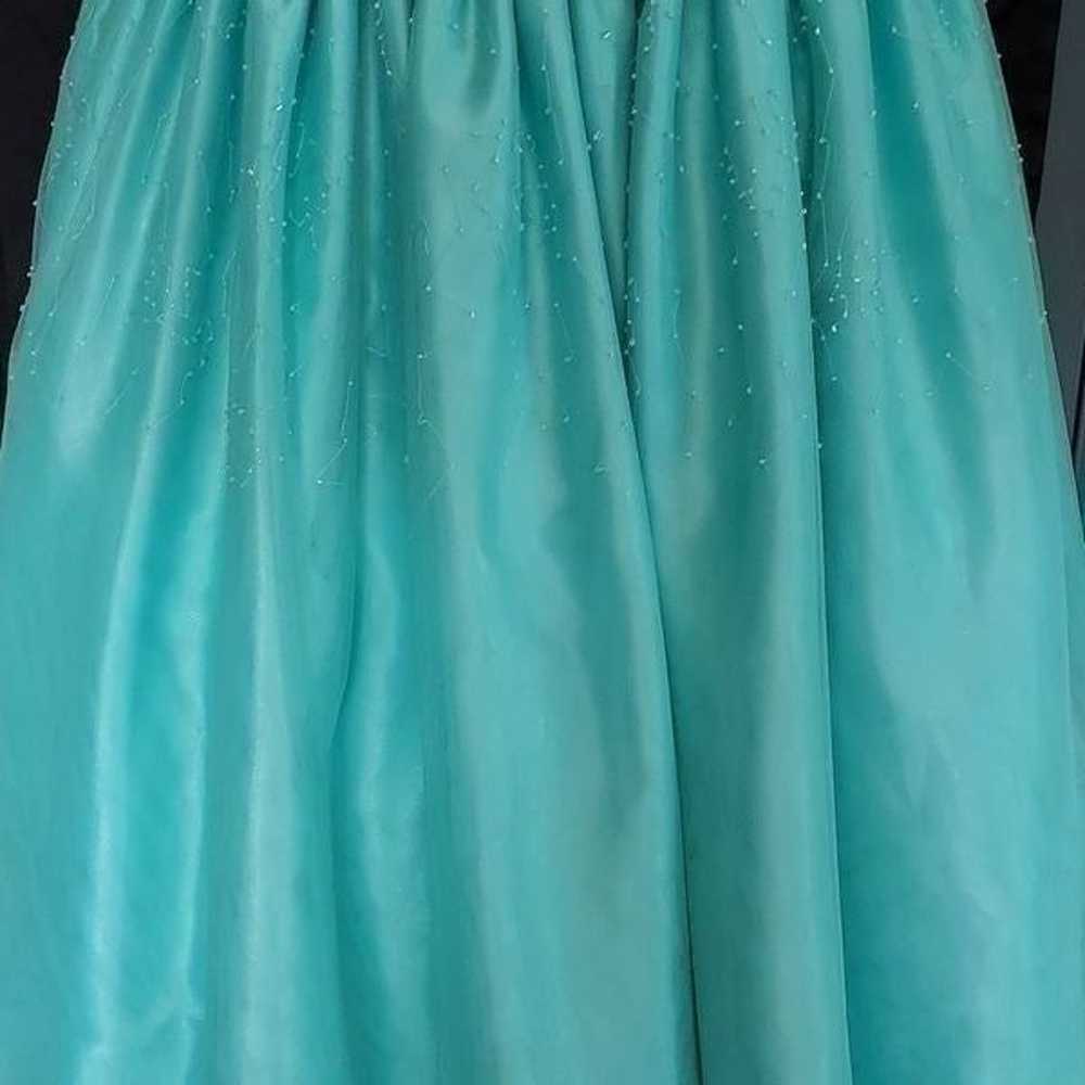 Morgan and Company Teal Strapless Prom Dress - image 5