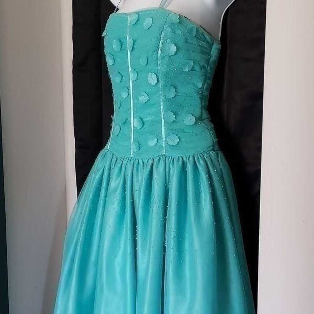 Morgan and Company Teal Strapless Prom Dress - image 6