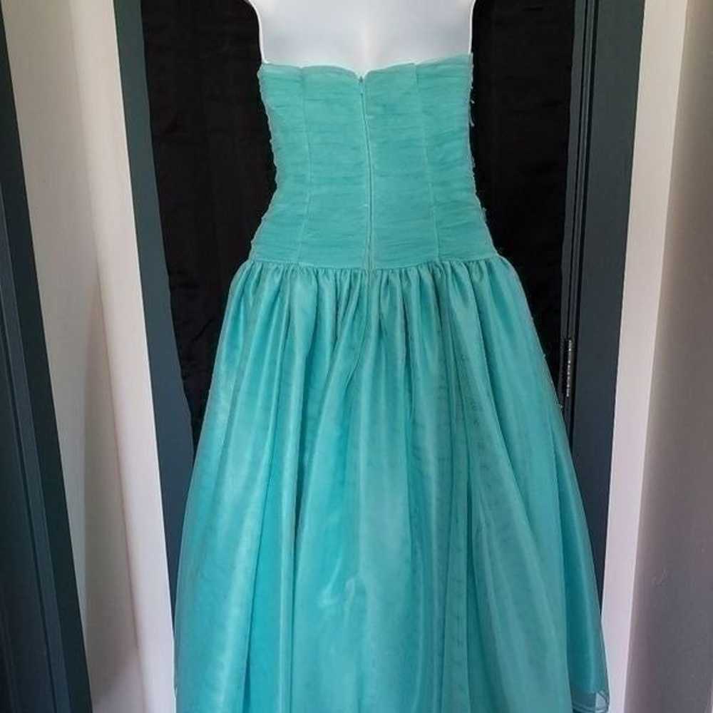 Morgan and Company Teal Strapless Prom Dress - image 8