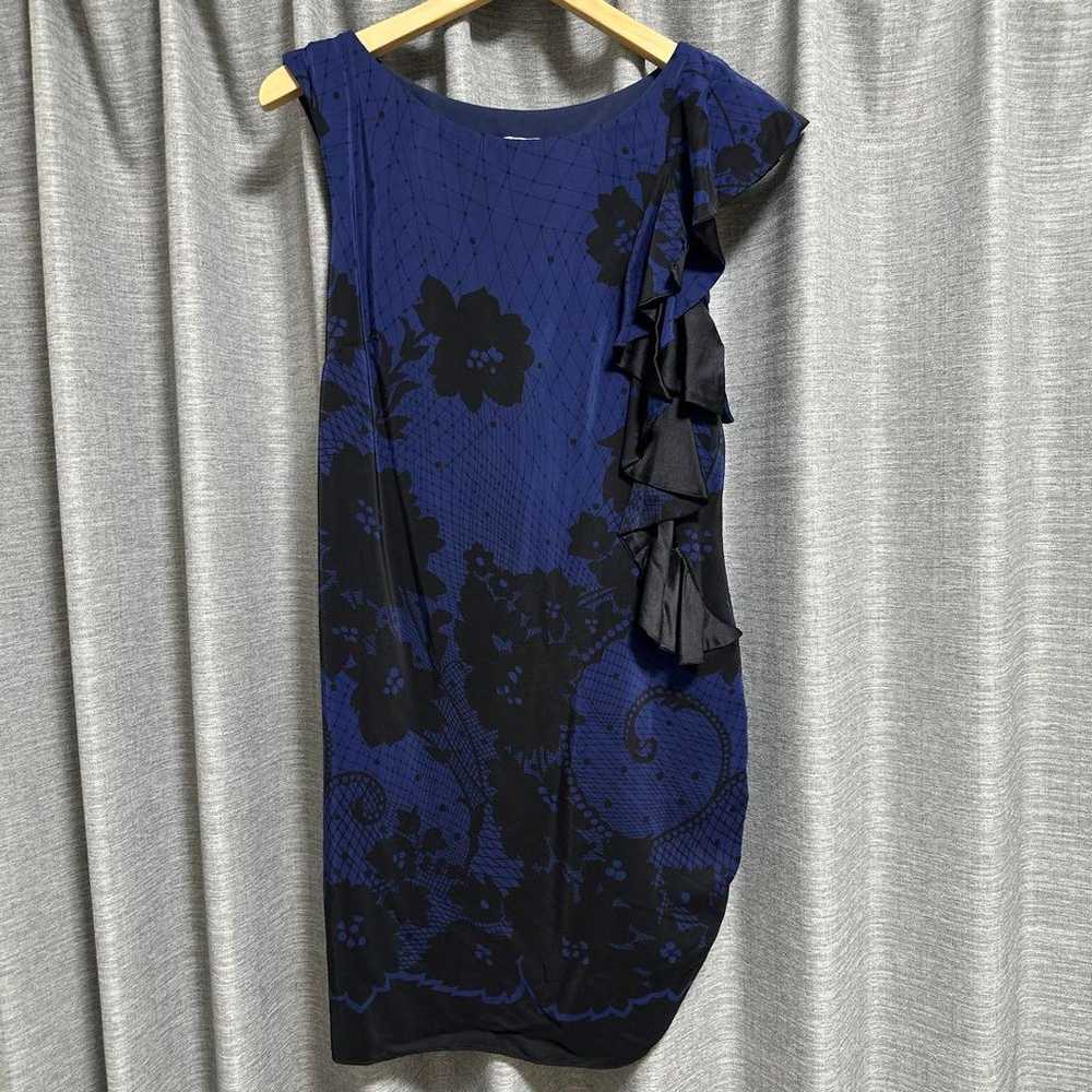 Navy Black Floral Sleeveless Dress - image 2