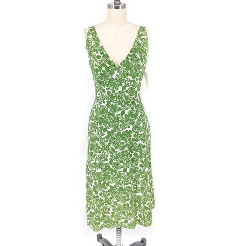 Boden Floral Sheath Dress Green White 8R preppy s… - image 1