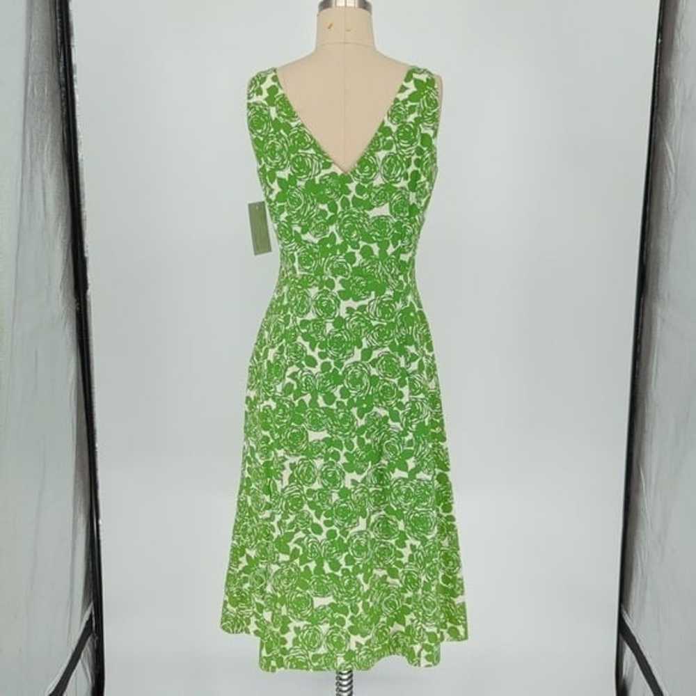 Boden Floral Sheath Dress Green White 8R preppy s… - image 2