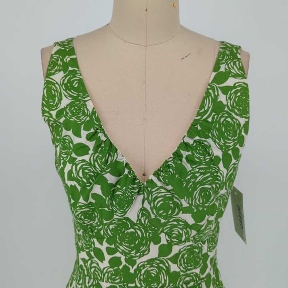 Boden Floral Sheath Dress Green White 8R preppy s… - image 3