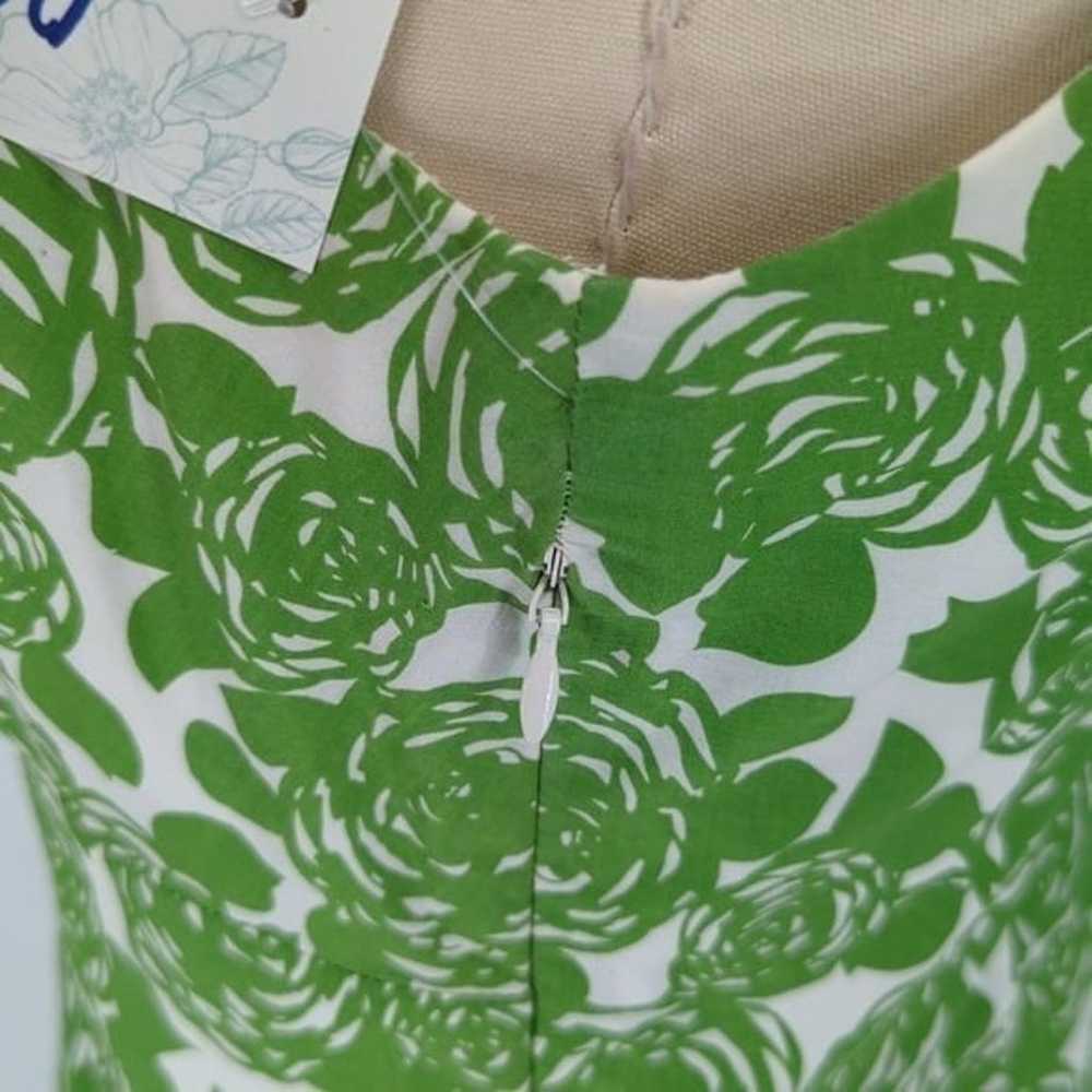 Boden Floral Sheath Dress Green White 8R preppy s… - image 4