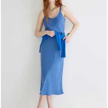 J.Crew Gwyneth Midi Dress Women's 10 Blue Slip V-N