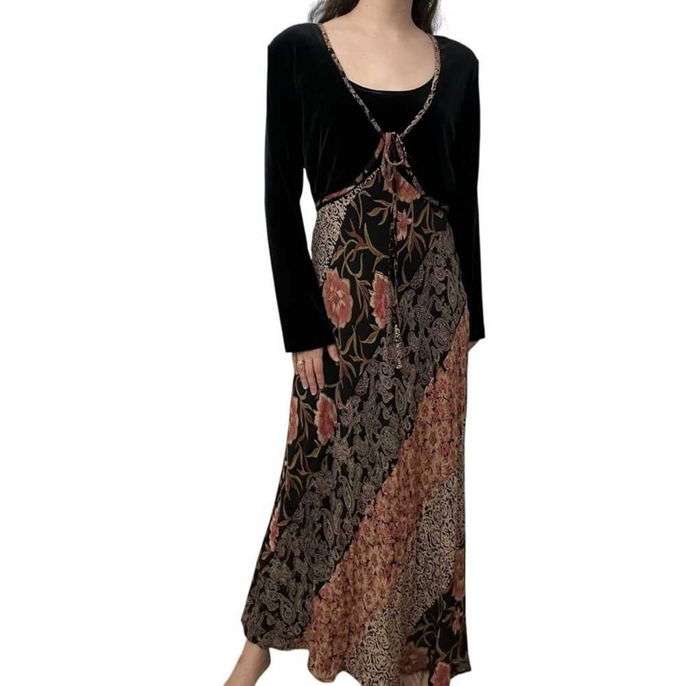 Vintage Maxi Dress Long Sleeve Whimsigoth Black F… - image 1