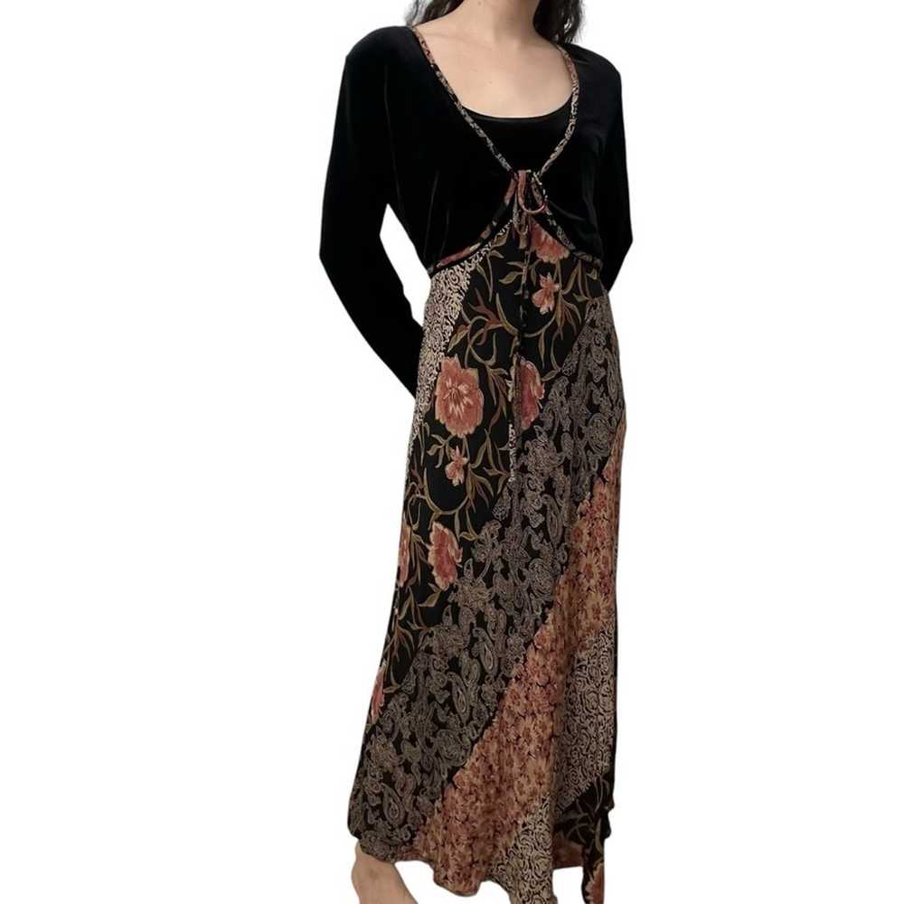 Vintage Maxi Dress Long Sleeve Whimsigoth Black F… - image 2