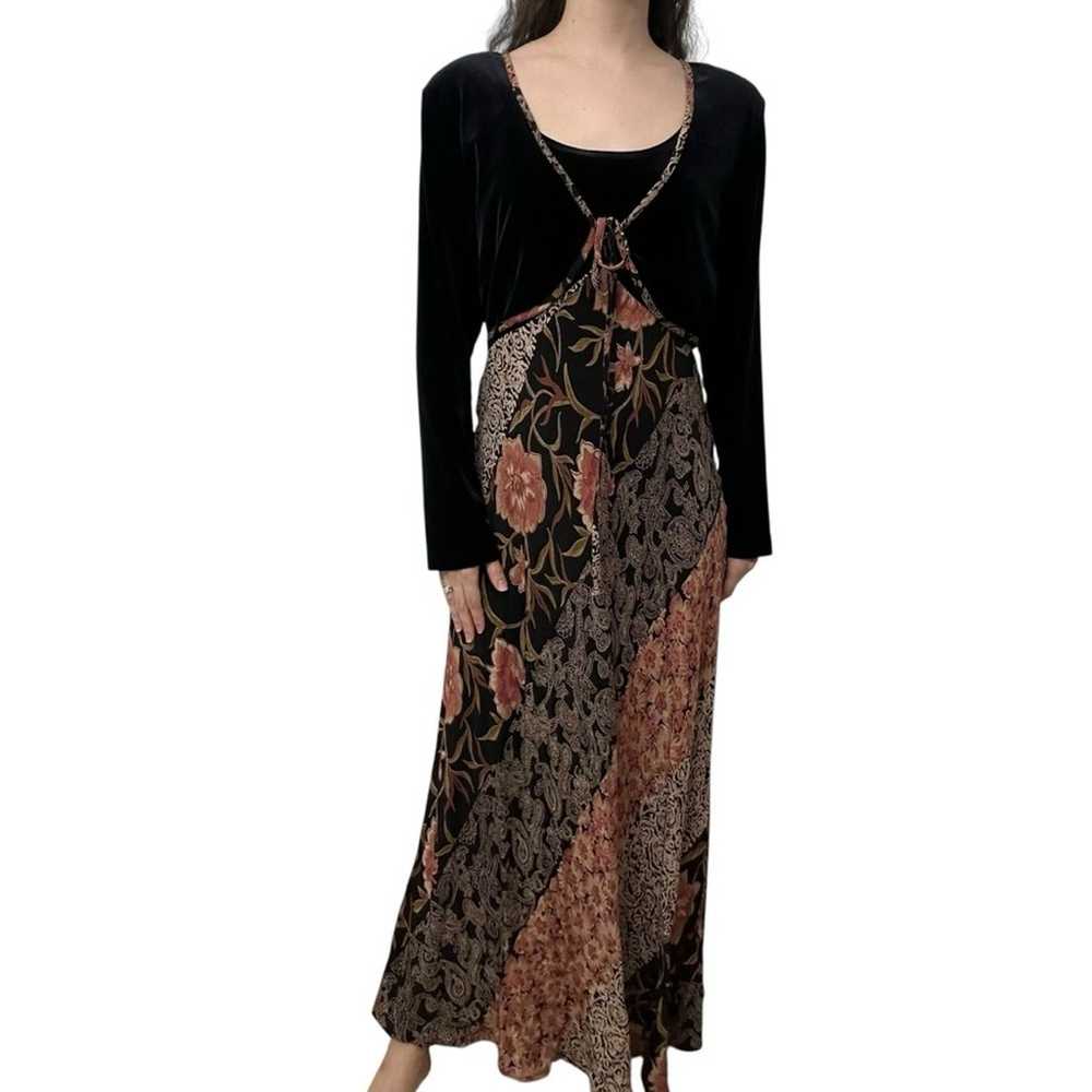 Vintage Maxi Dress Long Sleeve Whimsigoth Black F… - image 8