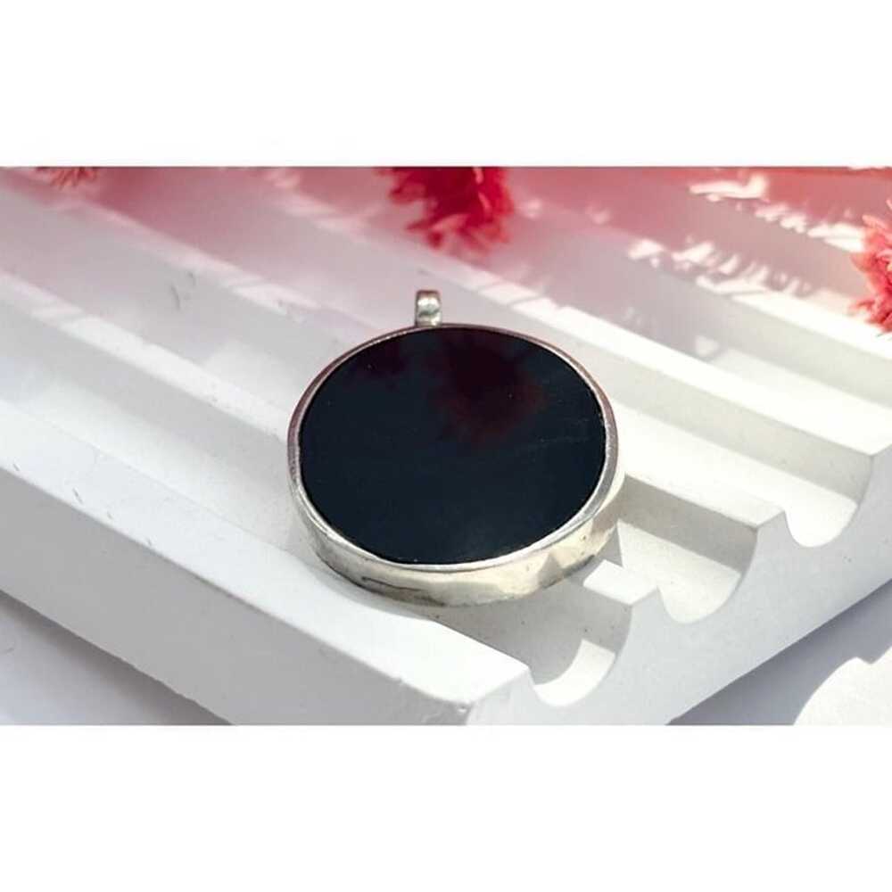 Vintage Sterling Silver Oval Onyx Inlaid Minimali… - image 2