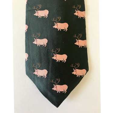 Vintage Luxurious Silk Black Necktie Featuring Wh… - image 1