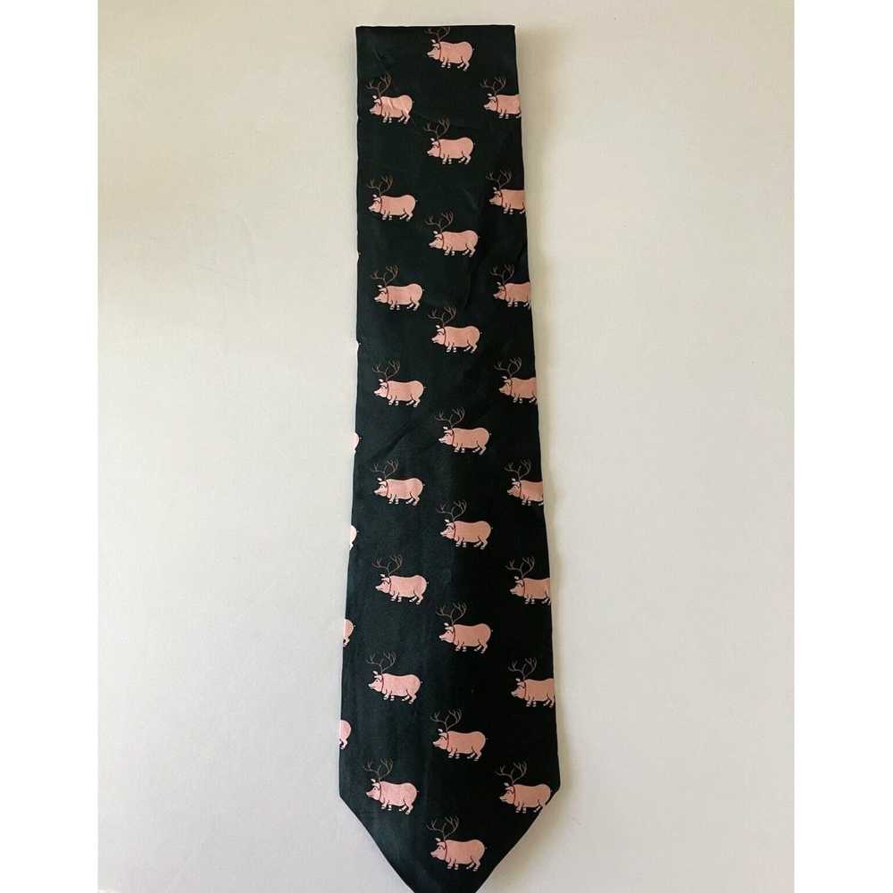 Vintage Luxurious Silk Black Necktie Featuring Wh… - image 2