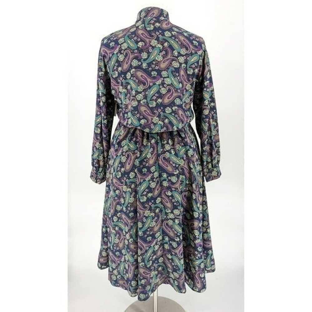 Vintage Talbots Floral Midi Shirtdress Purple Nav… - image 2