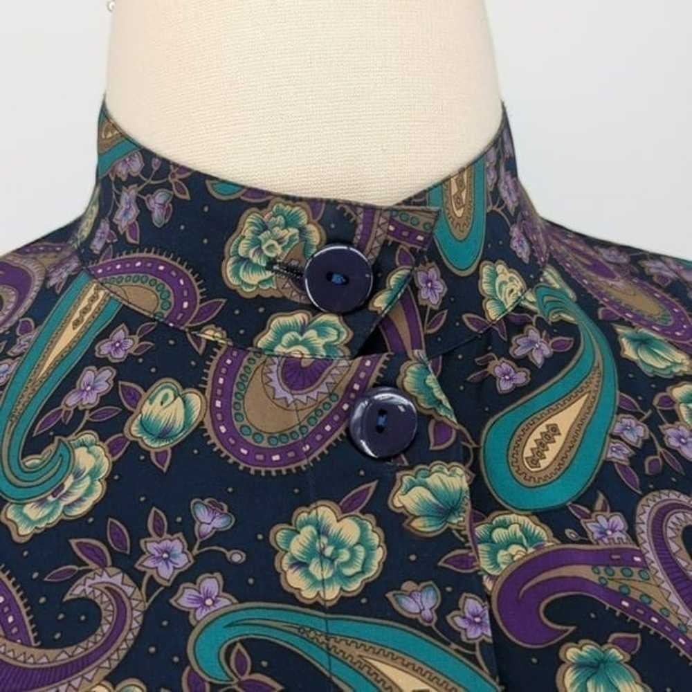 Vintage Talbots Floral Midi Shirtdress Purple Nav… - image 4