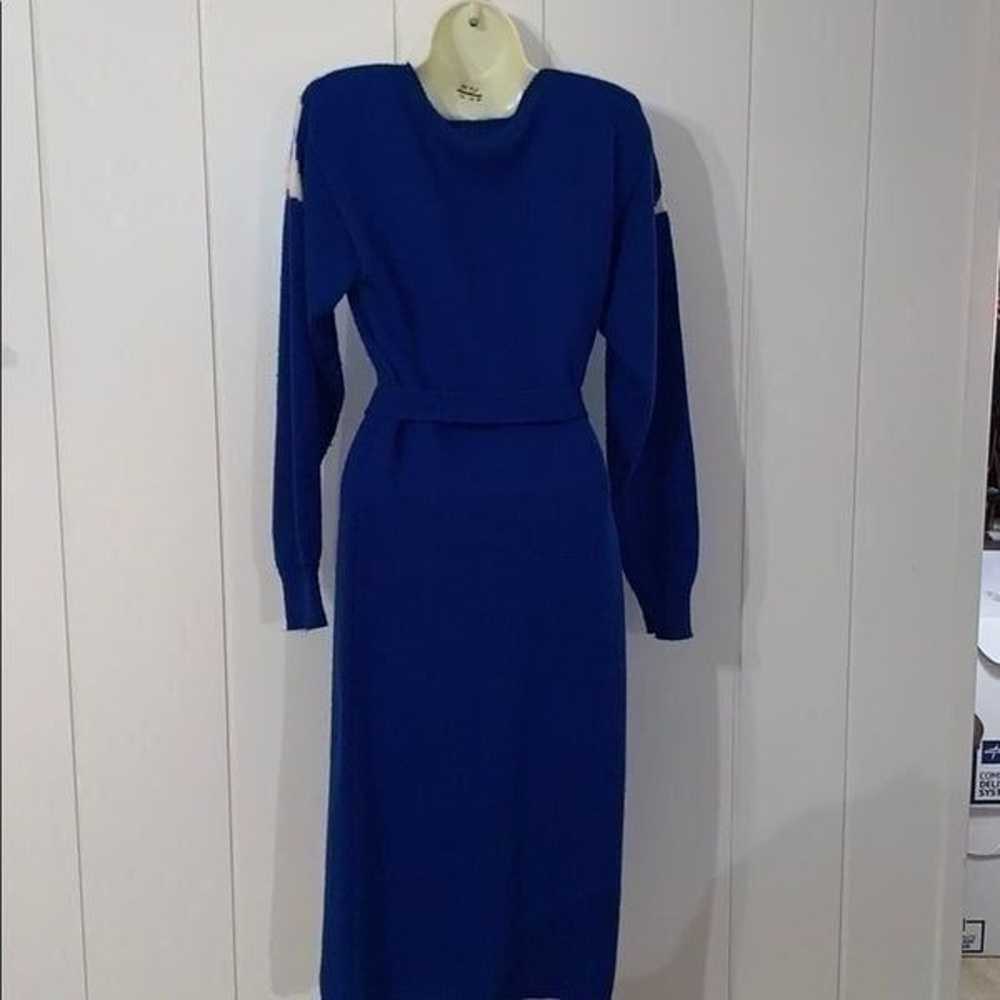 Vintage 80s/90s Christina Grant blue sweater dress - image 5