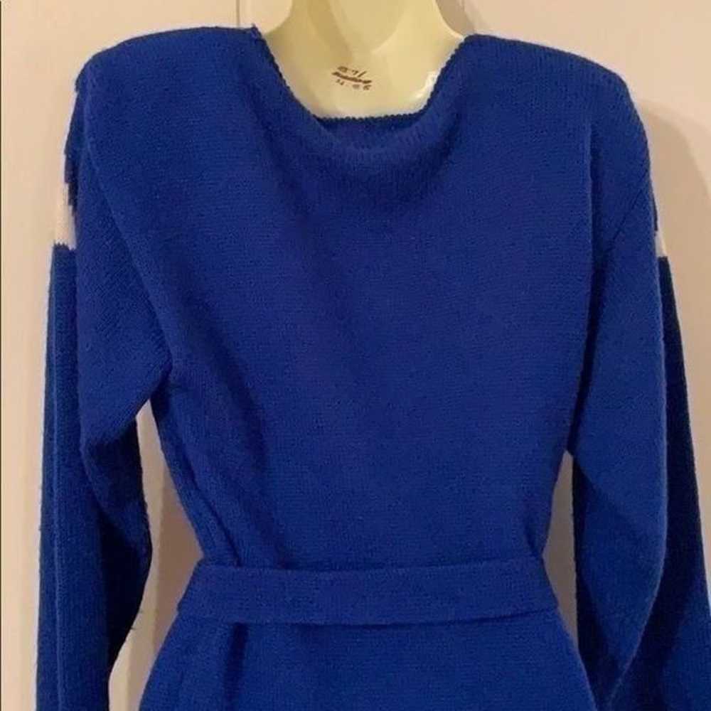 Vintage 80s/90s Christina Grant blue sweater dress - image 6