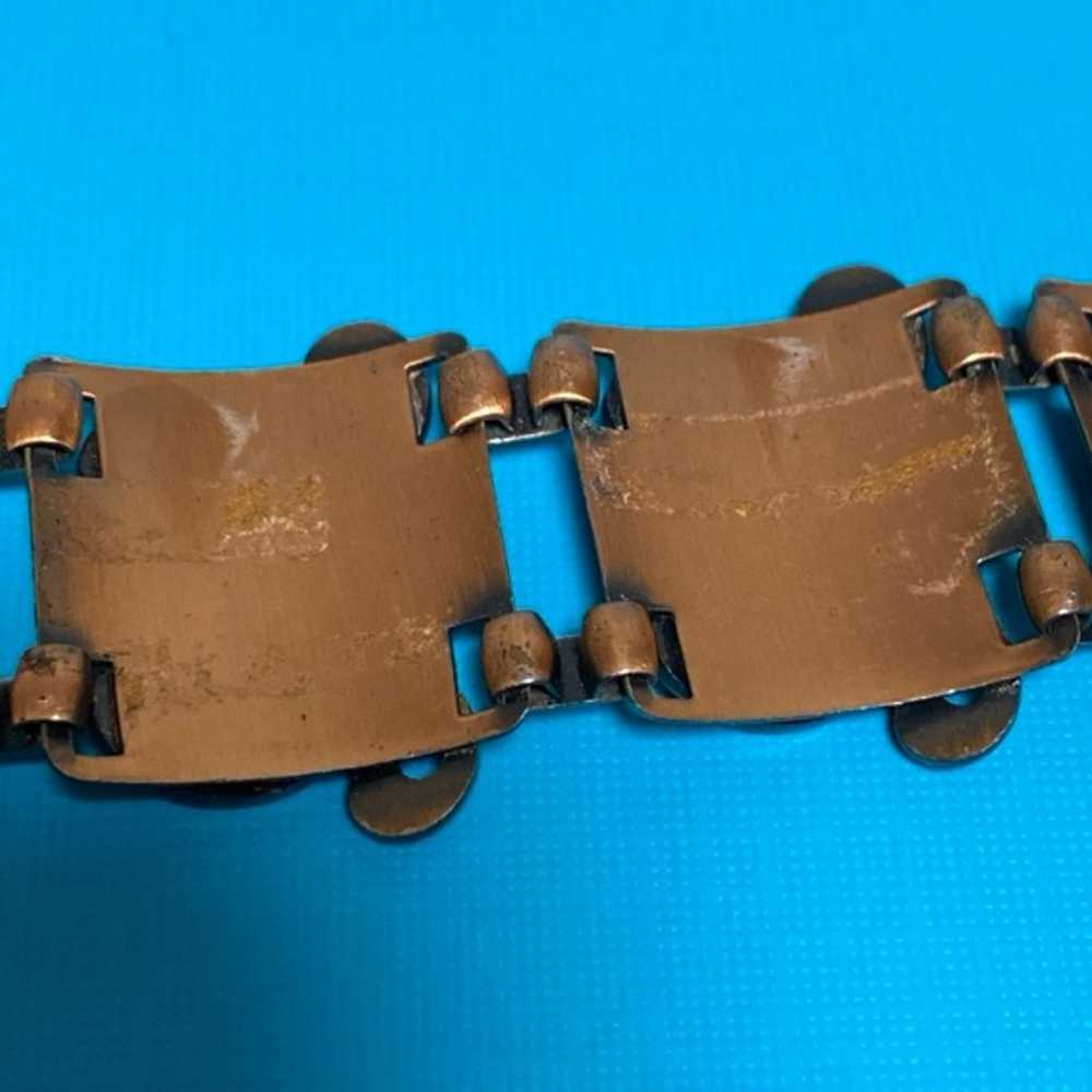 Vintage Genuine Copper Panel Bracelet Brooch Clip… - image 7