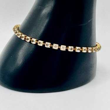 Vintage Monet Signed Rhinestone & Gold Bracelet